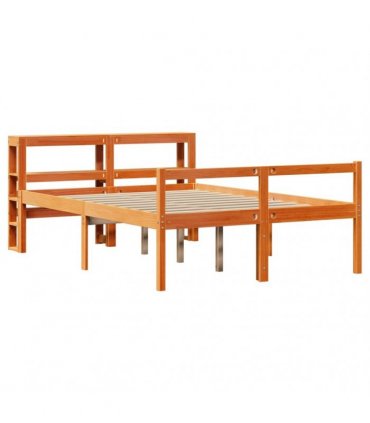 vidaXL Bed Frame 2 pcs Wax Brown 135 x 190 cm Solid pine wood, Plywood