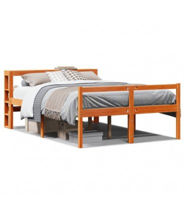 vidaXL Bed Frame with Headboard without Mattress Wax Brown 150x200 cm