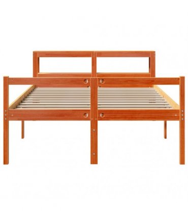vidaXL Bed Frame with Headboard without Mattress Wax Brown 150x200 cm