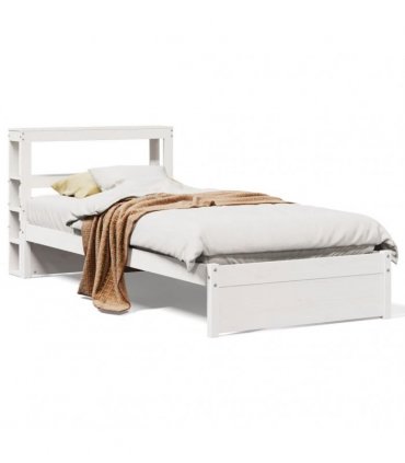 vidaXL Bed Frame with Headboard without Mattress White 75x190 cm