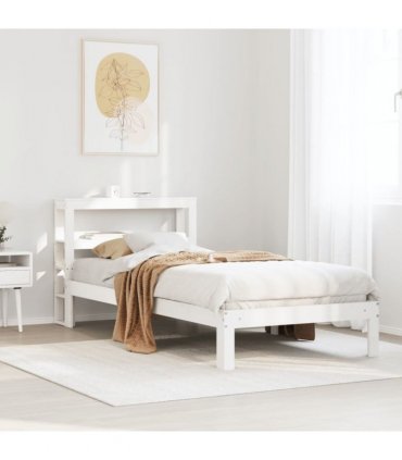 vidaXL Bed Frame with Headboard without Mattress White 75x190 cm