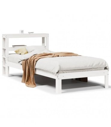 vidaXL Bed Frame with Headboard without Mattress White 75x190 cm