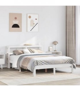 vidaXL Bed Frame with Headboard without Mattress White 150x200 cm