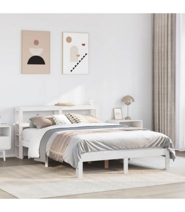 vidaXL Bed Frame with Headboard without Mattress White 150x200 cm