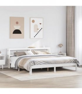 vidaXL Bed Frame with Headboard without Mattress White 200x200 cm