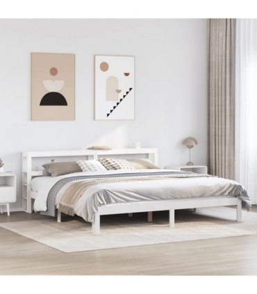vidaXL Bed Frame with Headboard without Mattress White 200x200 cm