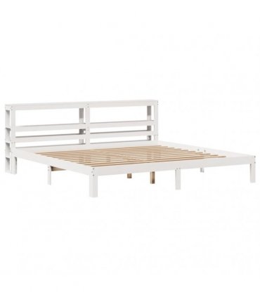 vidaXL Bed Frame with Headboard without Mattress White 200x200 cm