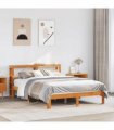 vidaXL Bed Frame without Mattress Wax Brown 135x190 cm Solid Wood Pine