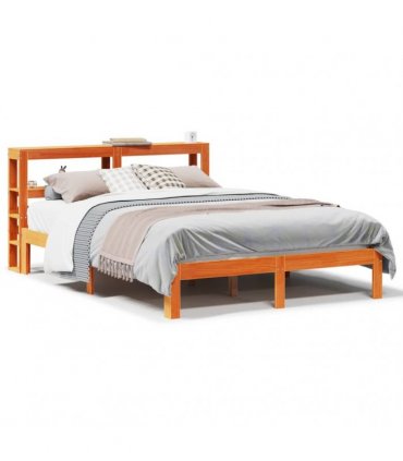 vidaXL Bed Frame without Mattress Wax Brown 135x190 cm Solid Wood Pine