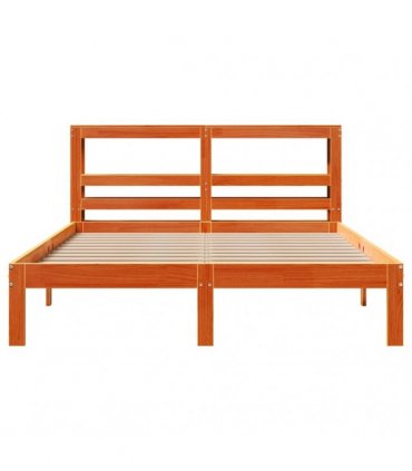 vidaXL Bed Frame without Mattress Wax Brown 135x190 cm Solid Wood Pine