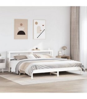 vidaXL Bed Frame without Mattress White 200x200 cm Solid Wood Pine