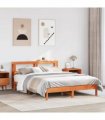 vidaXL Bed Frame without Mattress Wax Brown 135x190 cm Solid Wood Pine