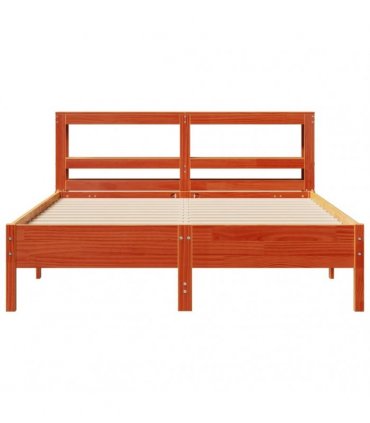 vidaXL Bed Frame without Mattress Wax Brown 135x190 cm Solid Wood Pine