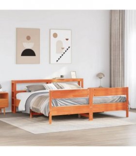 vidaXL Bed Frame without Mattress Wax Brown 180x200 cm Solid Wood Pine