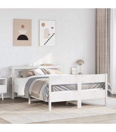 vidaXL Bed Frame without Mattress White 150x200 cm Solid Wood Pine