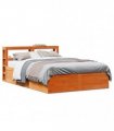 vidaXL Bed Frame with Headboard Wax Brown 160x200 cm Solid Wood Pine
