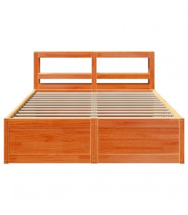 vidaXL Bed Frame with Headboard Wax Brown 160x200 cm Solid Wood Pine