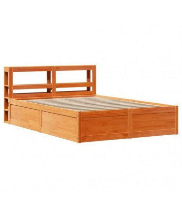 vidaXL Bed Frame with Headboard Wax Brown 120x200 cm Solid Wood Pine