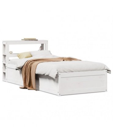 vidaXL Bed Frame with Headboard White 75x190 cm Solid Wood Pine