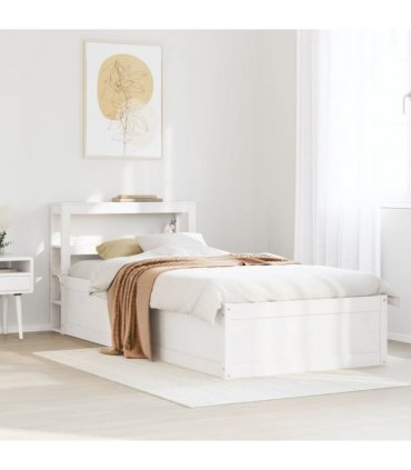 vidaXL Bed Frame with Headboard White 75x190 cm Solid Wood Pine