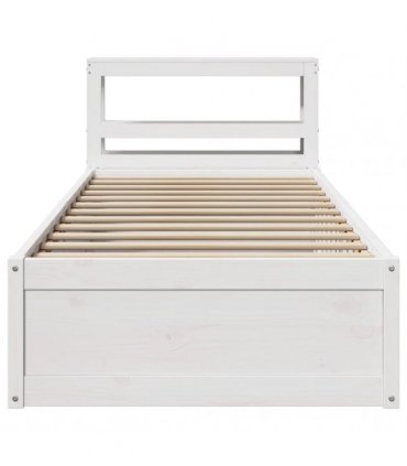 vidaXL Bed Frame with Headboard White 75x190 cm Solid Wood Pine