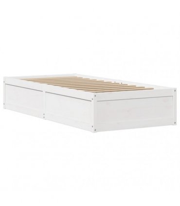 vidaXL Bed Frame with Headboard White 75x190 cm Solid Wood Pine