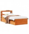 vidaXL Bed Frame with Headboard Wax Brown 75x190 cm Solid Wood Pine