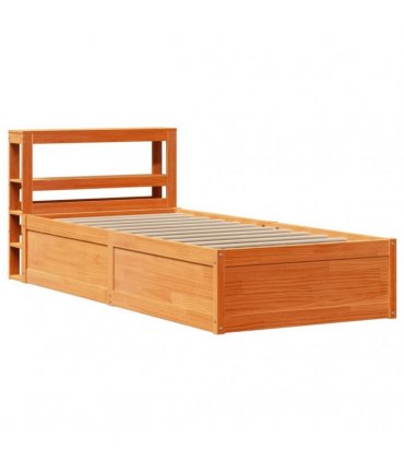 vidaXL Bed Frame with Headboard Wax Brown 75x190 cm Solid Wood Pine