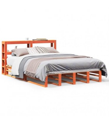 vidaXL Bed Frame without Mattress Wax Brown 135x190 cm Solid Wood Pine