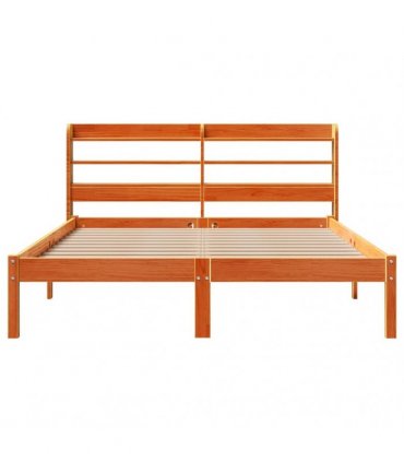 vidaXL Bed Frame with Headboard without Mattress Wax Brown 135x190 cm