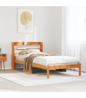 vidaXL Bed Frame with Headboard without Mattress Wax Brown 100x200 cm