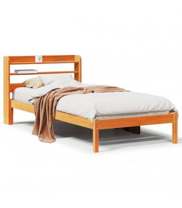 vidaXL Bed Frame with Headboard without Mattress Wax Brown 100x200 cm