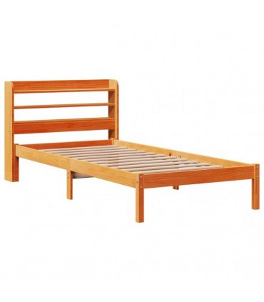 vidaXL Bed Frame with Headboard without Mattress Wax Brown 100x200 cm
