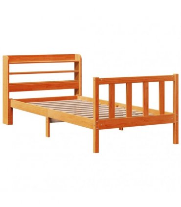 vidaXL Bed Frame with Headboard without Mattress Wax Brown 100x200 cm