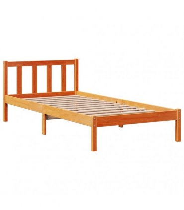 vidaXL Bed Frame with Headboard without Mattress Wax Brown 100x200 cm