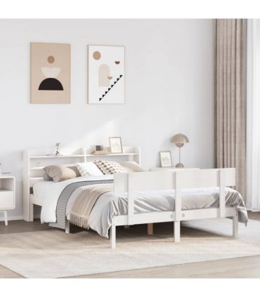 vidaXL Bed Frame without Mattress White 135x190 cm Solid Wood Pine
