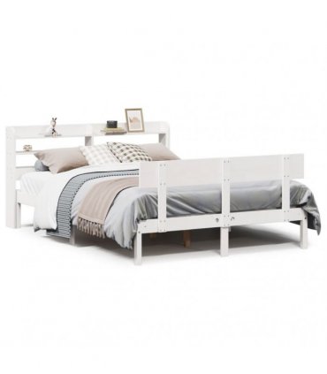 vidaXL Bed Frame without Mattress White 135x190 cm Solid Wood Pine