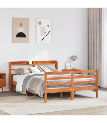 vidaXL Bed Frame without Mattress Wax Brown 150x200 cm Solid Wood Pine