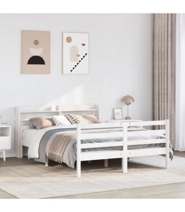 vidaXL Bed Frame with Headboard without Mattress White 150x200 cm
