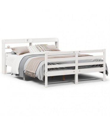 vidaXL Bed Frame with Headboard without Mattress White 150x200 cm