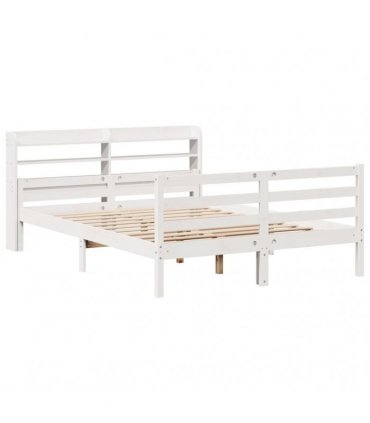 vidaXL Bed Frame with Headboard without Mattress White 150x200 cm