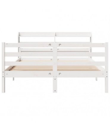 vidaXL Bed Frame with Headboard without Mattress White 150x200 cm