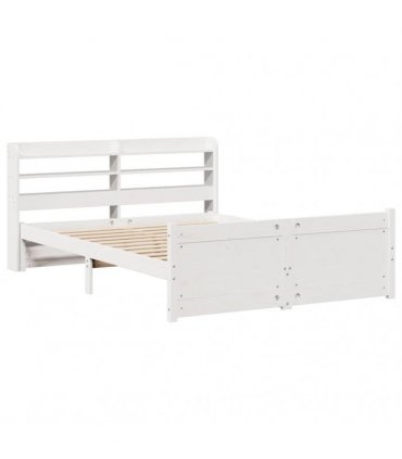 vidaXL Bed Frame with Headboard without Mattress White 140x190 cm