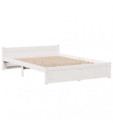 vidaXL Bed Frame with Headboard without Mattress White 140x190 cm