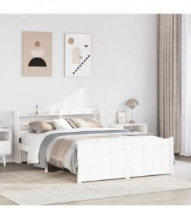 vidaXL Bed Frame with Headboard without Mattress White 150x200 cm