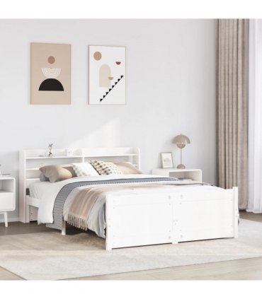 vidaXL Bed Frame with Headboard without Mattress White 150x200 cm