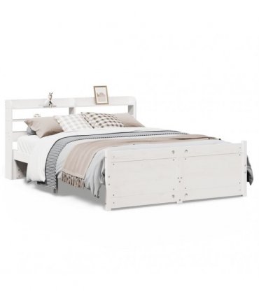 vidaXL Bed Frame with Headboard without Mattress White 150x200 cm