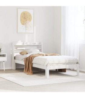 vidaXL Bed Frame with Headboard without Mattress White 100x200 cm