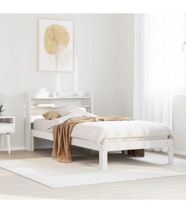 vidaXL Bed Frame with Headboard without Mattress White 100x200 cm