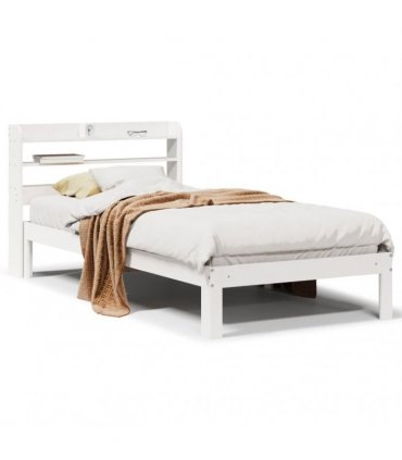 vidaXL Bed Frame with Headboard without Mattress White 100x200 cm